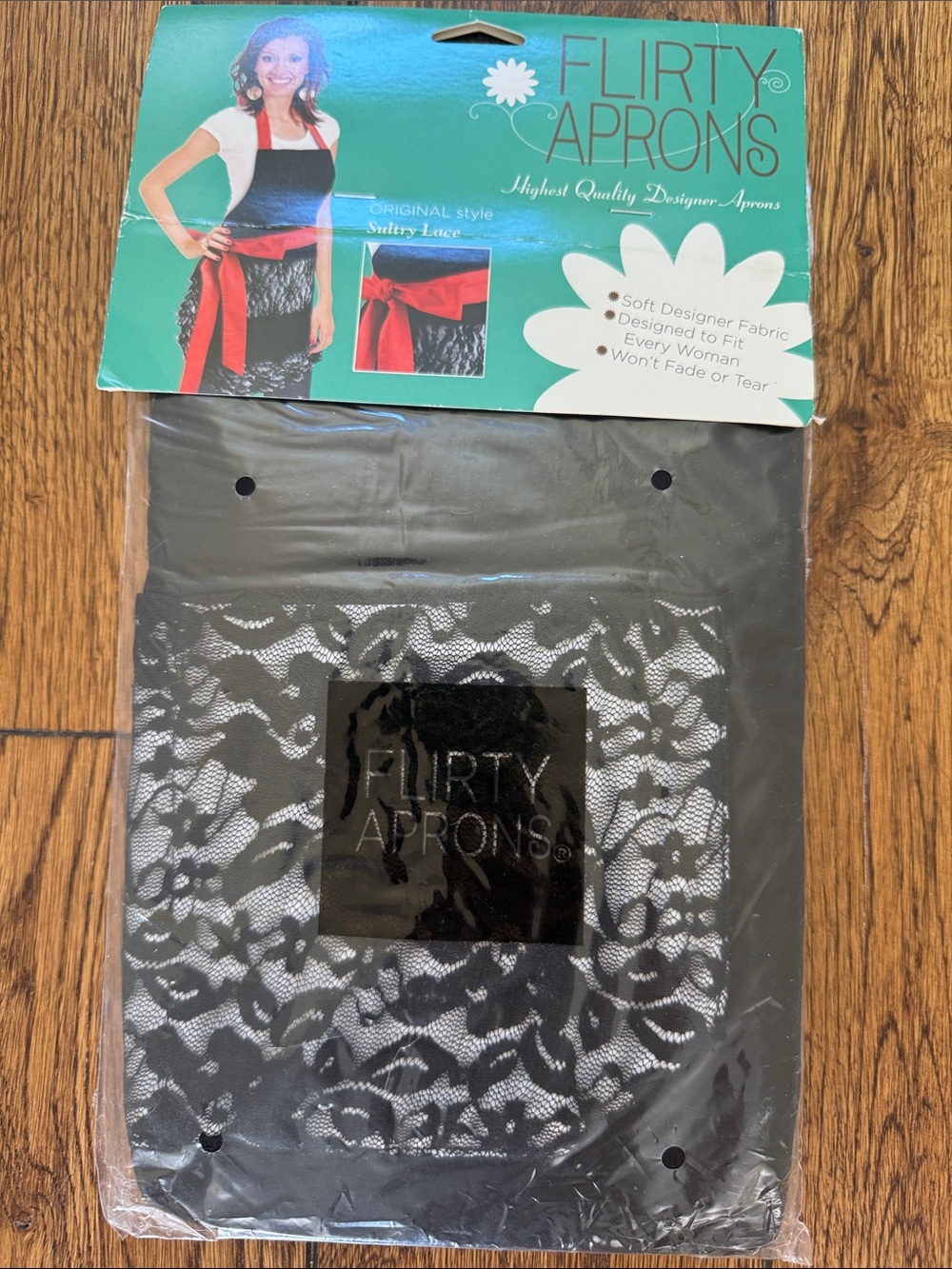 Women's Black Lace Apron with Satin Ties